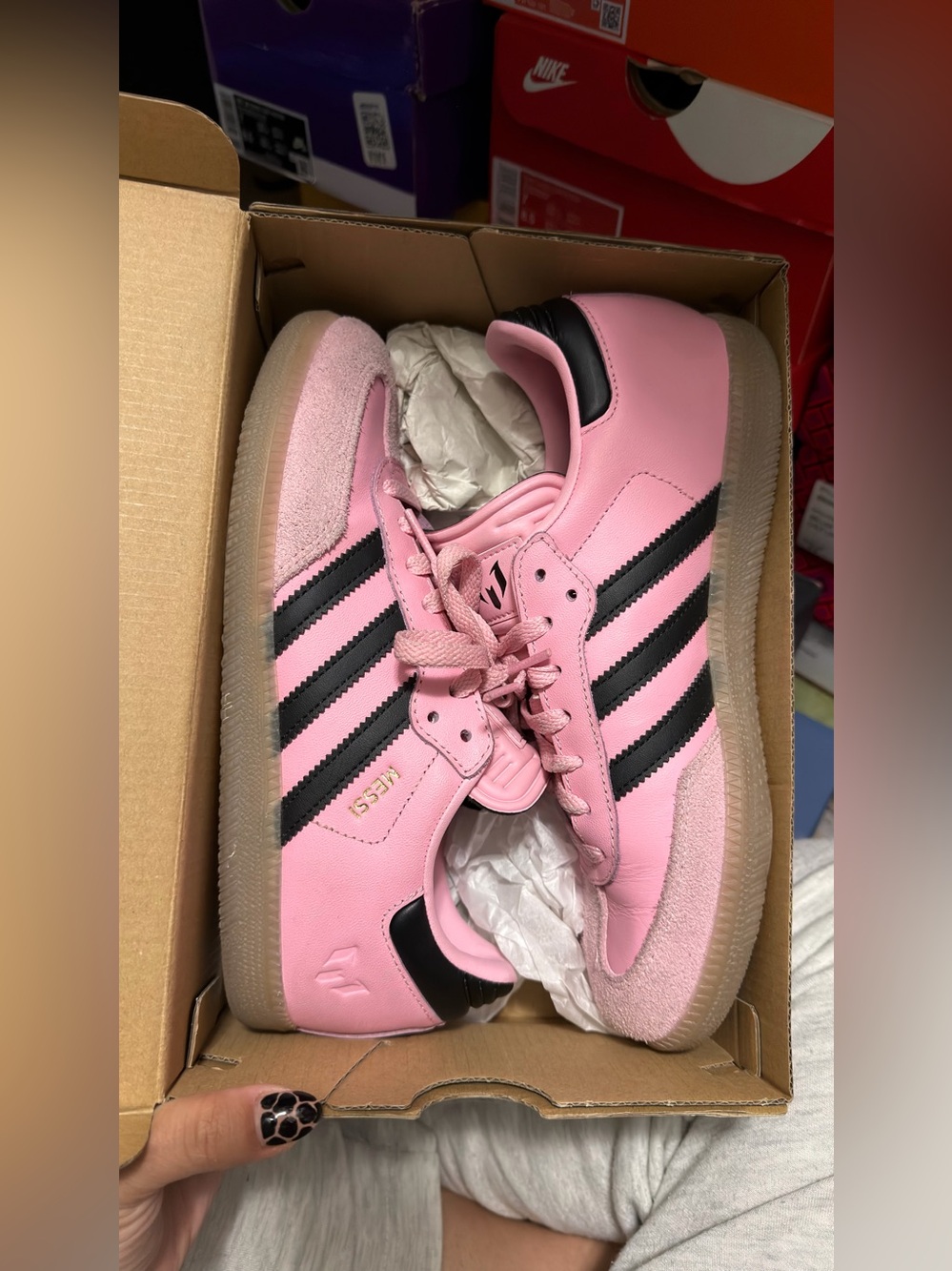adidas Kids Pink Samba Sneakers with Black Stripes